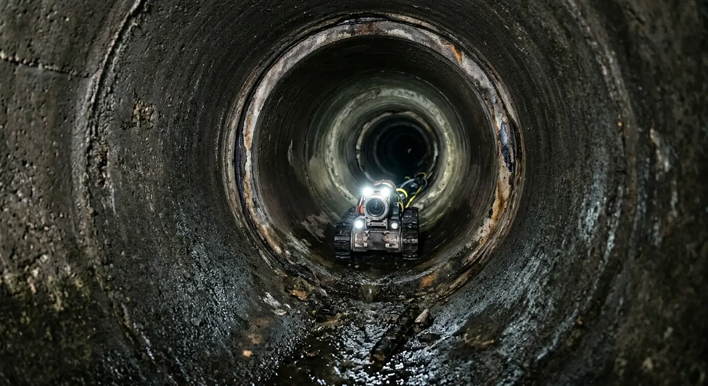 Robotic sewer camera inspecting pipe interior for Sewer Line Repair in Falmouth